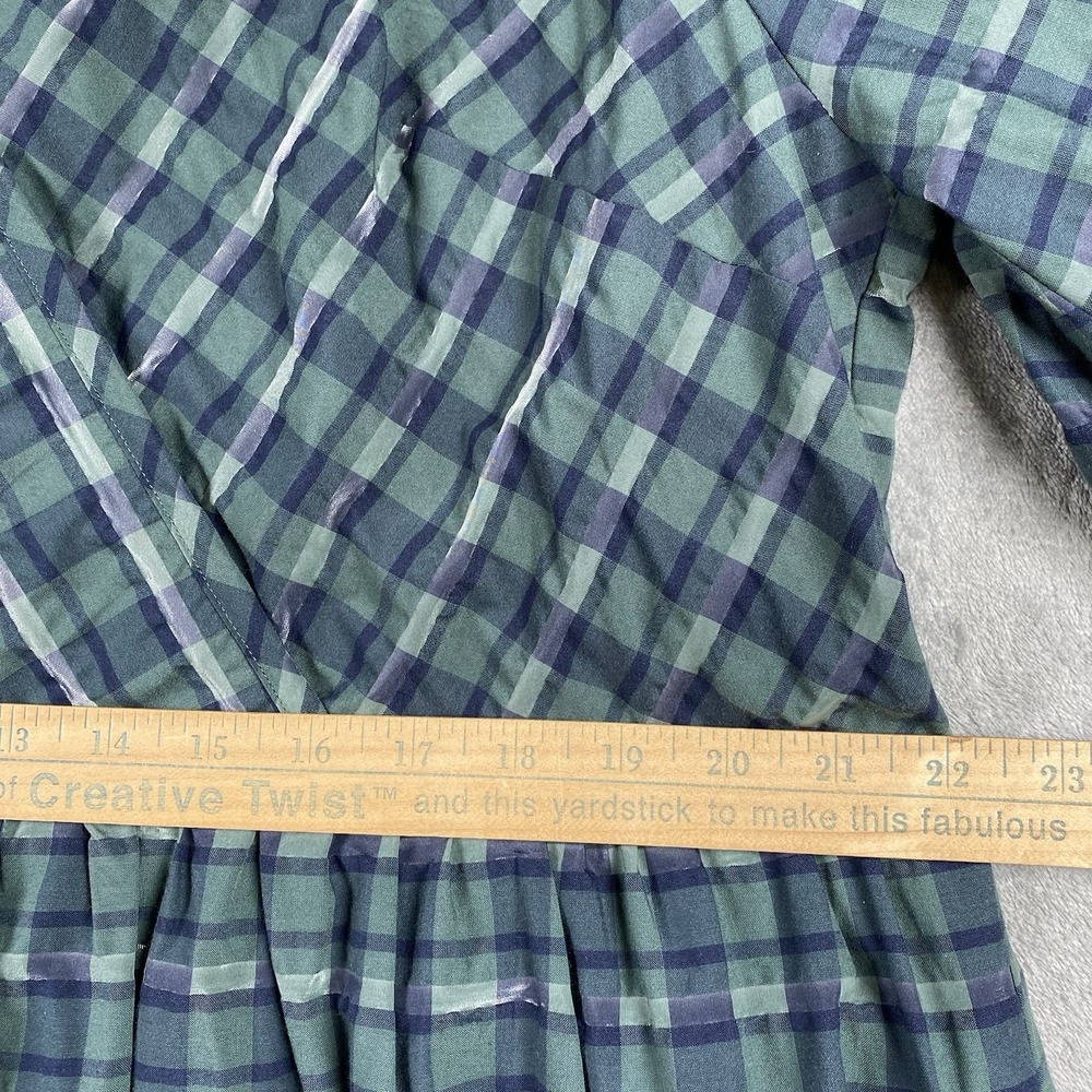 Madewell Dress Womens 1X Green Blue Marianna Puff Sleeve Mini Plaid Heritage NWT - Picture 12 of 14
